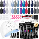 JEWHITENY poly nail gel kit with 14 colors displayed for creative gels at home