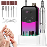 JEWHITENY portable nail drill SG717 visual display shows speed and battery status for precise use.