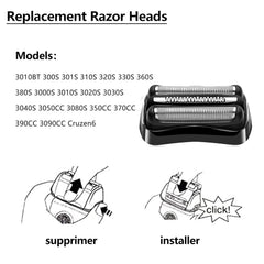 JIANCENGYU replacement head pack for Braun Series 3; easy swap for consistent performance.