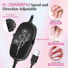 JIASHENG USB Nail Drill USB port detail showing easy charging
