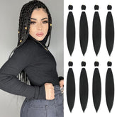 JIEANYAN pre-stretched braiding hair in 24 inch 1B for smooth braiding.