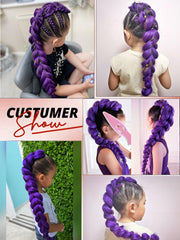JIEANYAN purple braiding hair 30 inch pack in motion demonstrates easy braiding and manageability
