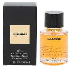 Jil Sander #4 EDP bottle close-up with refined glass finish for daily luxury.
