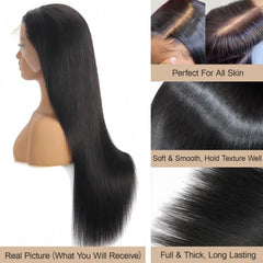 JINSIFENGHUANG 32-inch lace front wig side view showing straight Brazilian hair and fullness
