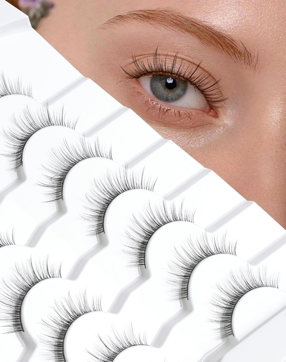 Jiocolor mink lashes natural look wispy 9mm 3D strip enhances subtle length.