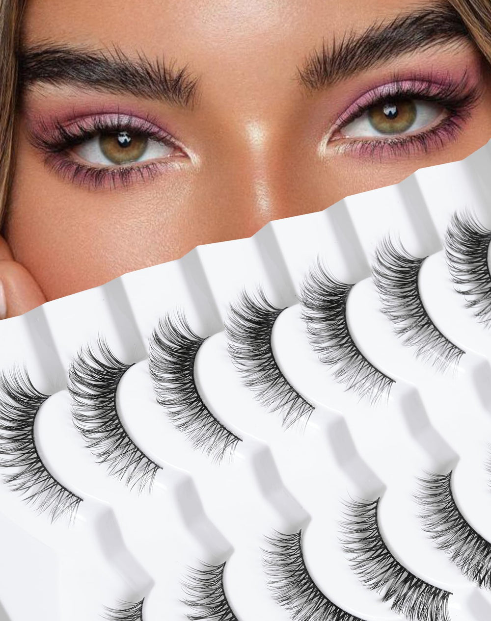 Jiocolor natural cat eye lashes with 10mm wispy length for a subtle lift