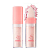 JISKG glitter powder highlighter with extended brush for precise, lasting cheek glow.