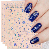 JMEOWIO Aurora moon star nail stickers with holographic shine for chic nails