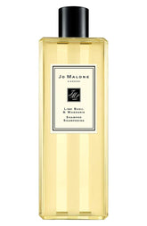 Shampoo bottle: Jo Malone Lime Basil & Mandarin for daily cleansing and gloss.