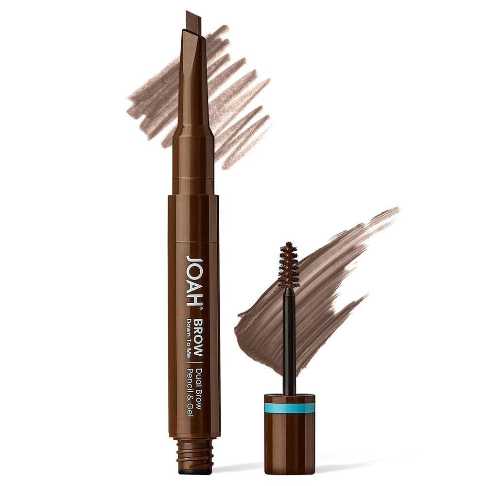 JOAH Brow Down To Me dual brow pencil close-up highlights precise triangular tip for natural hair-like strokes.