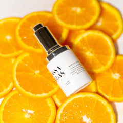 Product label highlights stabilized vitamin C and squalane ingredients.