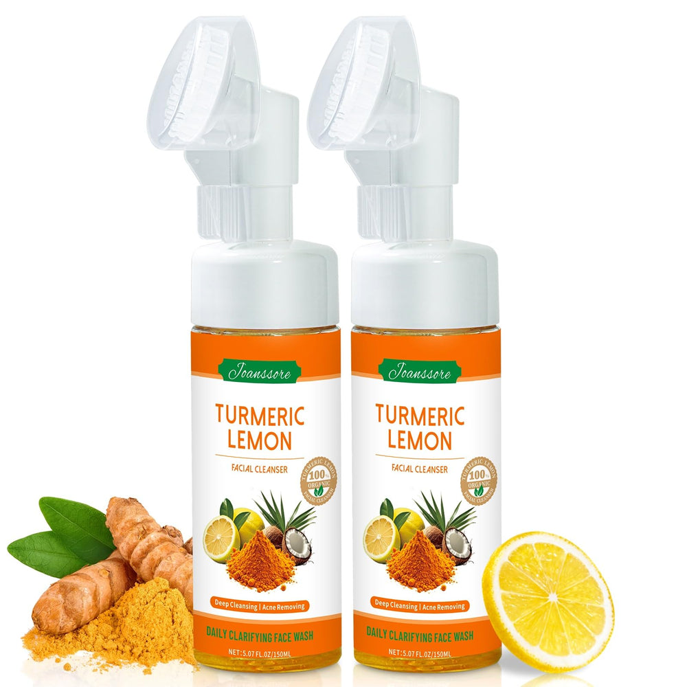 Joanssore turmeric lemon face wash bottle ready for cleansing with foamy lather