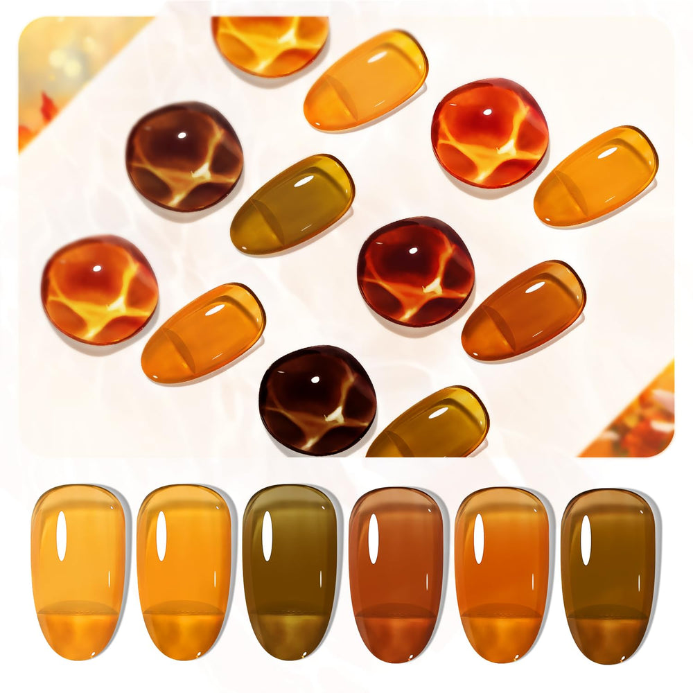 JODSONE six-color jelly gel polish swatches show fall shades.