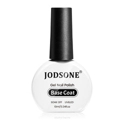 JODSONE 10ml base coat bottle front for a glossy base that aids adhesion.