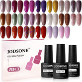 JODSONE glitter gel set with 20 colors for DIY nails, vivid sparkle and long-lasting shine.