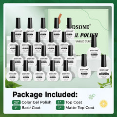 JODSONE glossy top coat bottle for lasting shine.