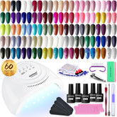JODSONE 60-piece gel nail polish starter kit with assorted glitter colors for at-home manicure