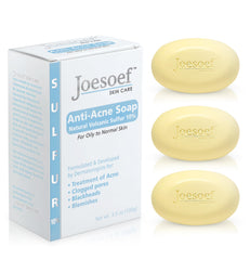 JOESOEF anti-acne soap with volcanic sulfur bar lather for acne-prone skin.