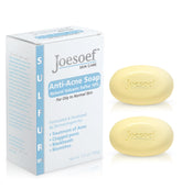 JOESOEF Skin Care sulfur soap bar showing a medicated formula for acne prone skin