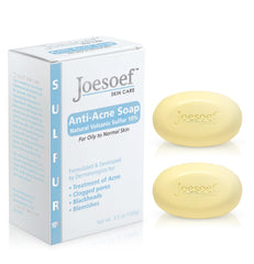 JOESOEF Skin Care sulfur soap bar showing a medicated formula for acne prone skin