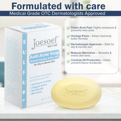JOESOEF SKIN CARE sulfur soap on skin showing gentle cleansing