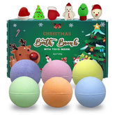 JoFAN Christmas bath bomb blue color with ocean scent for a fun kid's bath.