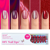 Jofay Fashion cat eye red nails in short square for a salon-like look