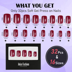 Jofay Fashion Cat Eye Nails Mulled Wine glue-on nails setup