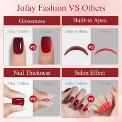 Jofay Fashion rose red nails ideal for date nights