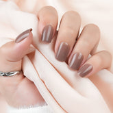 Jofay Fashion short press-on nails in brown square with a glossy finish for at-home salon vibes.