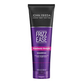 John Frieda Frizz Ease Flawlessly Straight shampoo bottle promotes smooth, frizz-free styling.