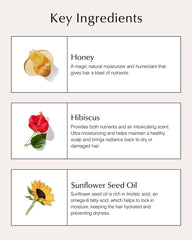 John Masters Organics Repair Conditioner ingredients panel highlights honey and hibiscus synergy.
