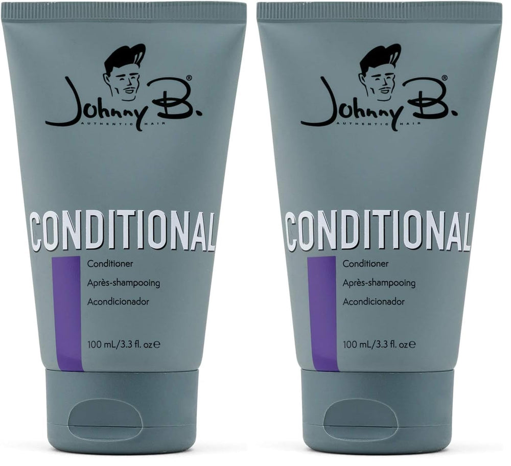 Johnny B. conditional conditioner pack of two bottles on display for easy shopping