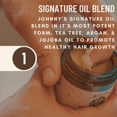 Johnny Slicks ingredients label showcases beeswax and natural oils for hair care