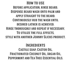 Johnny Slicks whipped beard wash texture in hand delivering lightweight moisture.