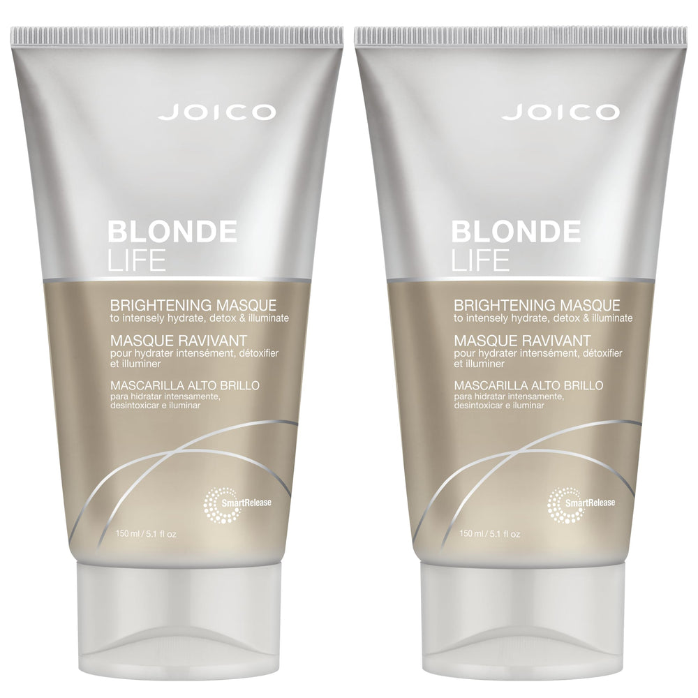 Joico Blonde Life Brightening Masque bottle displaying instant hydration for pale strands