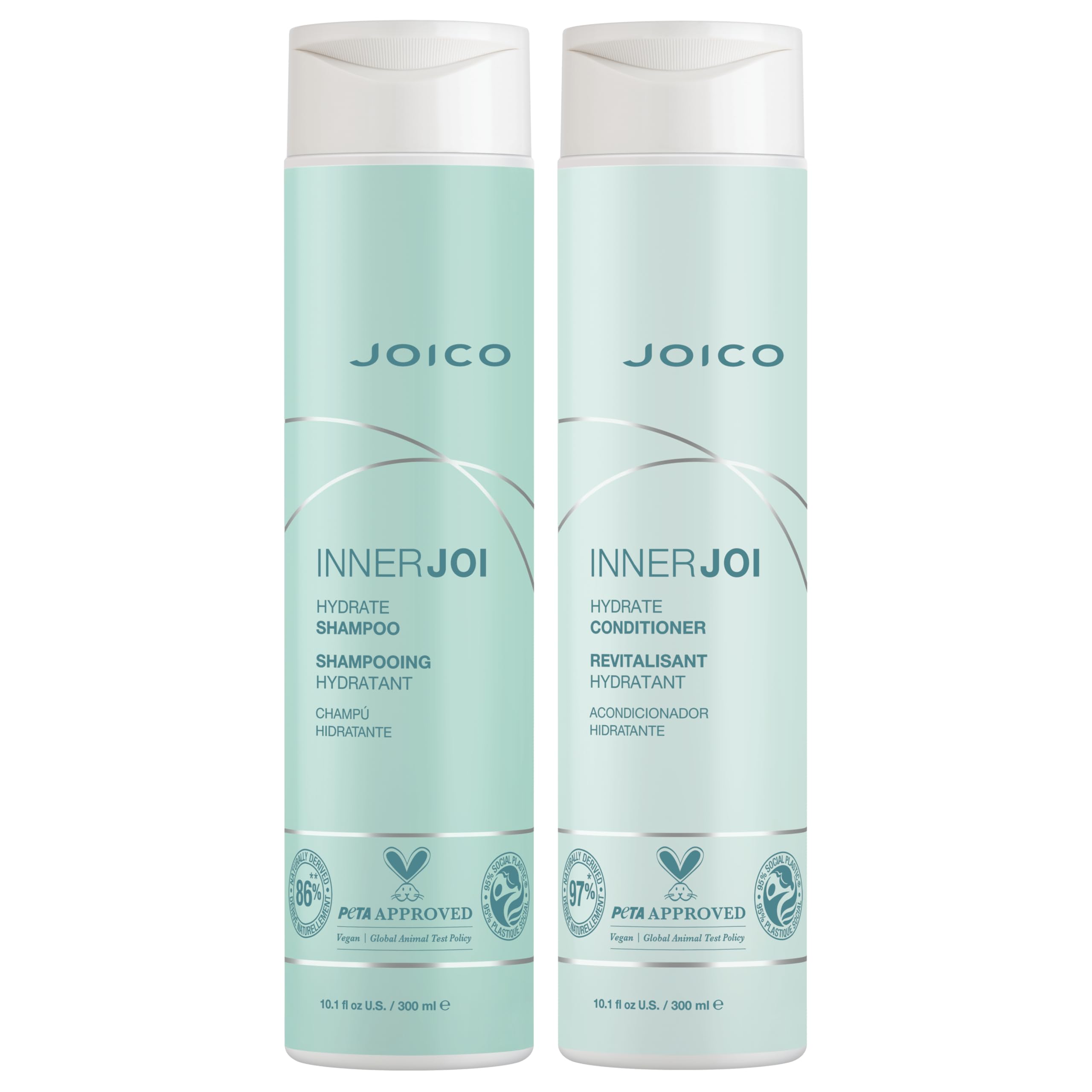 Joico InnerJoi Hydration Shampoo bottle with apple extract for nourished hair.