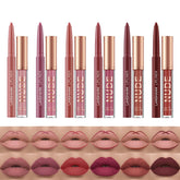 Jolilab lip liner set swatches showing precise contour options for nude to bold looks.