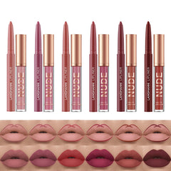 Jolilab lip liner set swatches showing precise contour options for nude to bold looks.