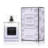 Jones New York Violet Blossom & Sandalwood perfume bottle delivers a long-lasting daily fragrance.