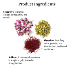 Joon Saffron Hair Elixir rose pistachio oils deliver radiant shine and detangling help.