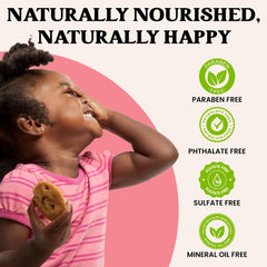Sweet Almond Oil bottle highlighting conditioning for kids' hair.