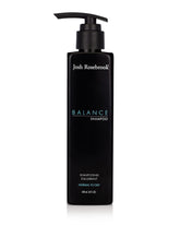 Josh Rosebrook Balance Shampoo bottle on display promotes balanced scalp and volume.