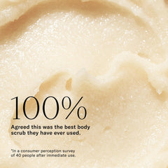 Josie Maran Argan Sugar Balm Scrub texture highlights coconut oil and shea butter richness for softness.