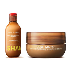 Josie Maran Love is in the Hair Kit shampoo bottle delivers hydrating luster for dry hair