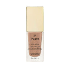 Jouer Essential High Coverage Creme Foundation bottle demonstrates full coverage and long wear.