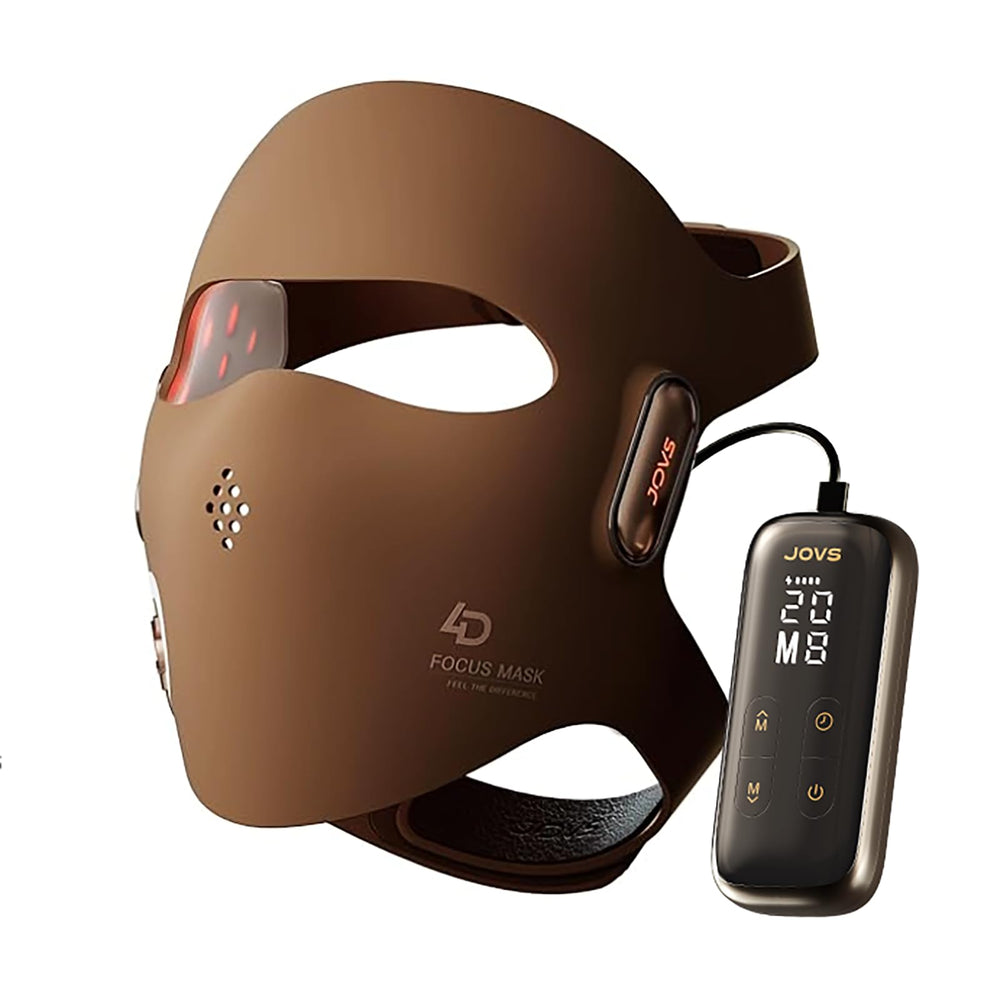 JOVS 4D mask close-up shows curved fit for full facial coverage and precise light delivery