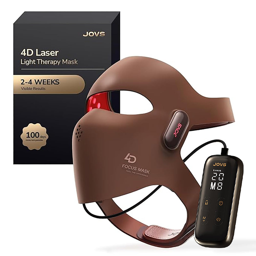 JOVS 4D laser therapy mask worn on the face for targeted wrinkle improvement.