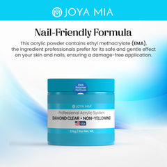 JOYA MIA acrylic powder application close-up showing silky texture for easy sculpting.