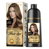 Joyful Young light brown dye shampoo bottle ready for gray blending.